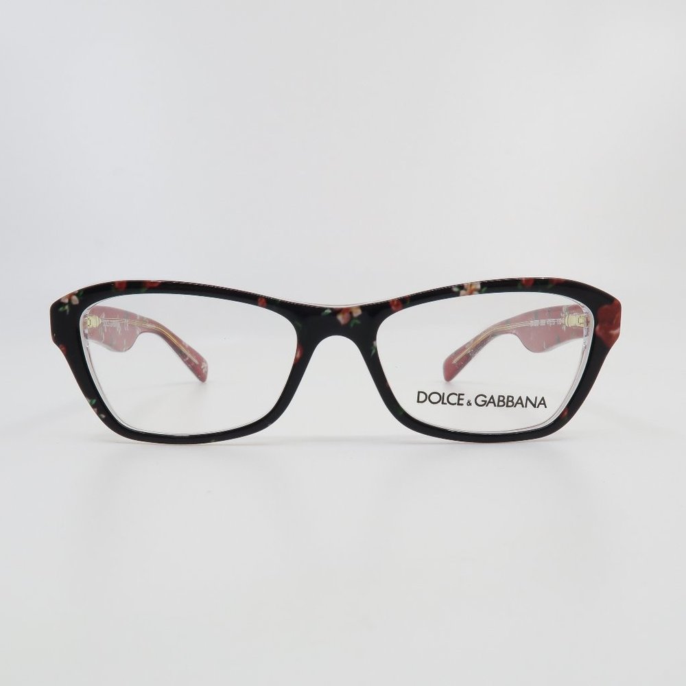Dolce & Gabbana DG 3202 2986 47mm Black & Flowers Girl's Rectangular Glasses. - Picture 1 of 8
